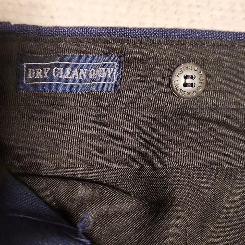 Union made Ralph Lauren 70's navy linen pleated front plus size pant  38